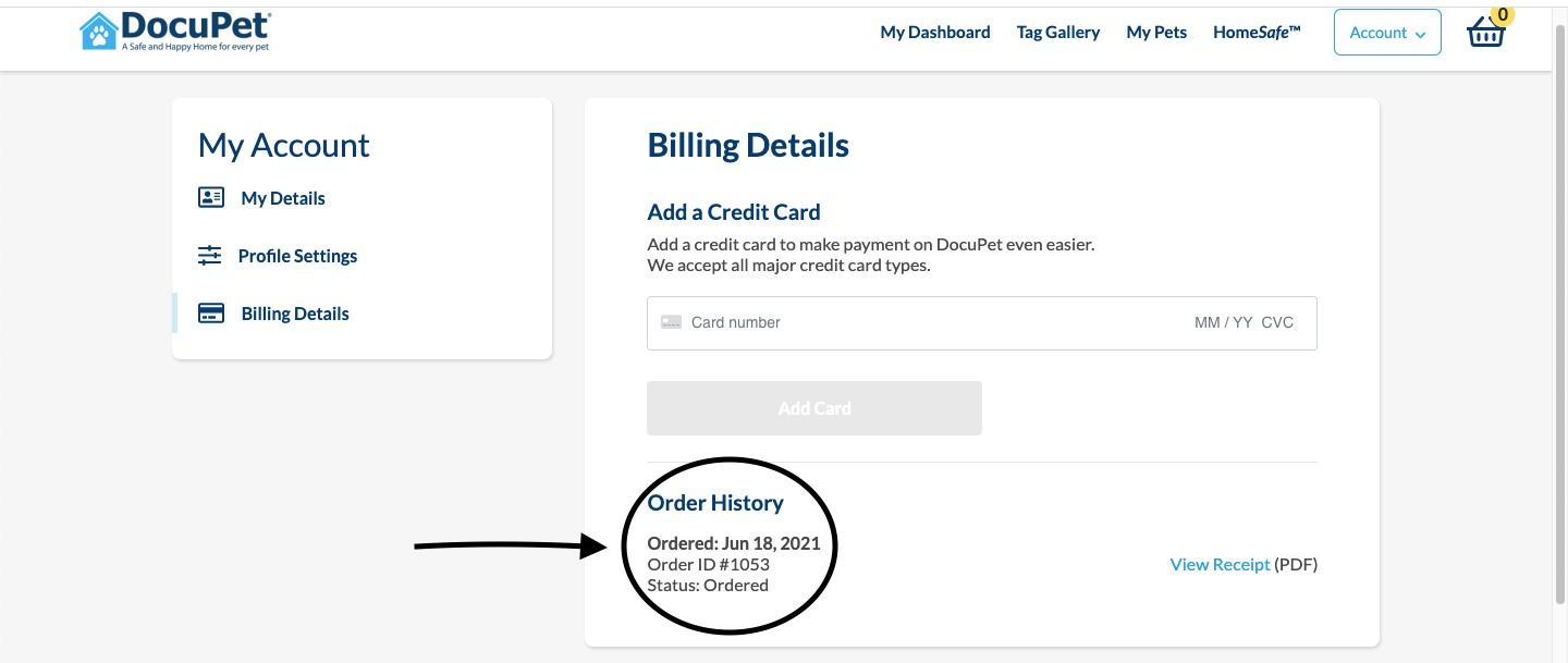 Order status details on your home and order history pages